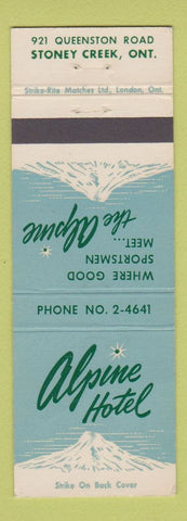 Matchbook Cover - Alpine Hotel Stoney Creek ON Hamilton