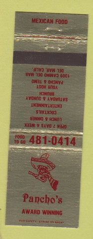 Matchbook Cover - Pancho's Mexican Restaurant Del Mar CA