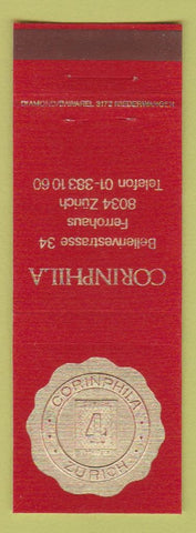 Matchbook Cover - Corinphila Zurich red  Ferrohaus
