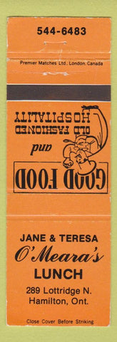 Matchbook Cover - Jane and Teresa O'Mear's Lunch Hamilton ON orange