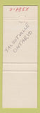 Matchbook Cover - Wayside Inn Restaurant Talbotville ON