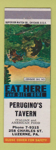 Matchbook Cover - Perugino's Tavern Italian Luzerne PA On Defense
