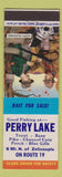 Matchbook Cover - Perry Lake Fishing Zelienople PA Happy Hunting
