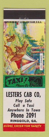 Matchbook Cover - Lester's Cab Ringgold GA low phone Surprise Visit