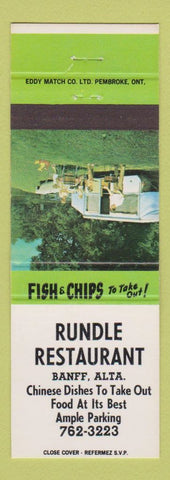Matchbook Cover - Rundle Restaurant Banff AB Chinese camping scene