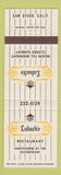 Matchbook Cover - Lubach's Restaurant San Diego CA WEAR