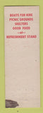 Matchbook Cover - Perry Lake Fishing Zelienople PA Yankee Clipper