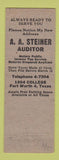 Matchbook Cover - AA Steiner Income Tax Fort Worth TX pinup Sailor's Dream