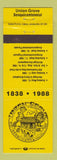 Matchbook Cover - Union Grove WI Sesquicentennial 1988 yellow