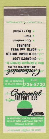 Matchbook Cover - Continental Air Bus O'Hare Airport Chicago IL