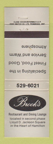 Matchbook Cover - Brook's Restaurant Hamilton ON
