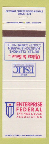 Matchbook Cover - Enterprise Federal Savings Loan Lockland Kingsgate Lebanon OH