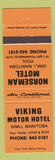 Matchbook Cover - Norseman Motel Gimli MB Viking Motor Hotel