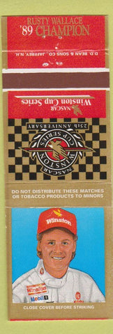 Matchbook Cover - Winston Cigarettes NASCAR Racing Rusty Wallace 1989 Champ