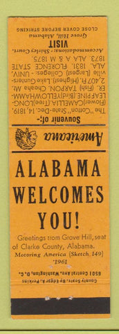 Matchbook Cover - Grove Hill AL Shirley Court Perkins Americana ORANGE