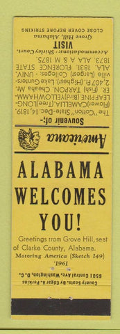 Matchbook Cover - Grove Hill AL Shirley Court Perkins Americana YELLOW