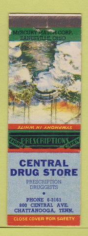 Matchbook Cover - Central Drug Store Chattanooga TN Snowy Stream