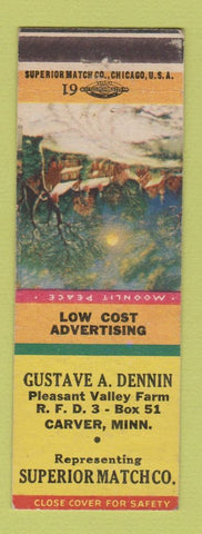 Matchbook Cover - Gustave Dennin Superior Match Carver MN Moonlit Peace