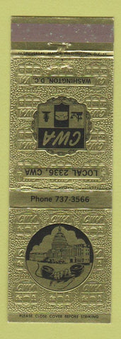 Matchbook Cover - CWA Union Washington DC