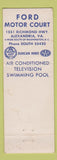 Matchbook Cover - Ford Motor Court Alexandria VA
