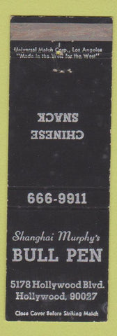 Matchbook Cover Shanghai Murphy's Bull Penn Chinese Restaurant Hollywood CA WORN