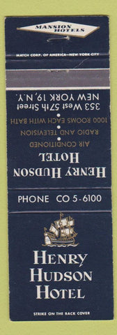 Matchbook Cover - Henry Hudson Hotel New York City blue