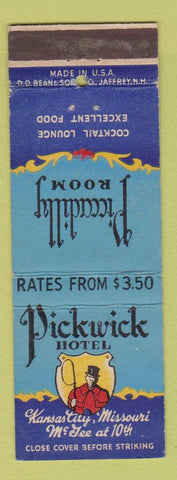 Matchbook Cover - Pickwick Hotel Kansas City MO Piccadilly Room #2