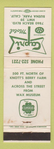 Matchbook Cover - Capri Motel Buena Park CA WORN
