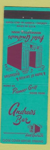 Matchbook Cover - Hotel Andrews Minneapolis MN Andrews Bar teal