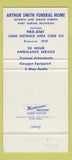 Matchbook Cover - Arthur Smith Funeral Home Port Huron MI 30 Strike