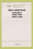 Matchbook Cover - 1964 Dodge Custom 880 Convertible Snell's Canton PA 40 Strike