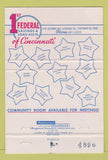 Matchbook Cover - 1st Federal Savings Loan Cincinnati OH 40 Strike