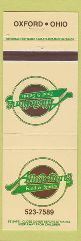 Matchbook Cover - Attractions Restaurant Oxford OH