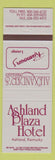 Matchbook Cover - Ashland Plaza Hotel Ashland KY