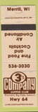 Matchbook Cover - 3's Company Supper Club Merrill wI