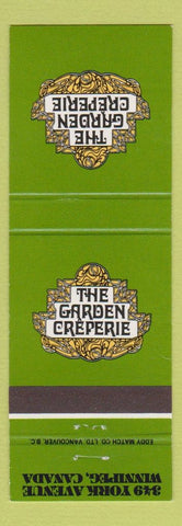 Matchbook Cover - Garden Creperie Winnipeg MB