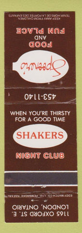 Matchbook Cover - Shakers Night Club London ON