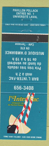 Matchbook Cover - I Intel Fac Restaurant Laval QC
