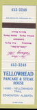 Matchbook Cover - Yellowhead Pancake Steak House Edmonton AB