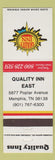 Matchbook Cover - Quality  Inn East Memphis TN