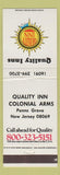 Matchbook Cover - Quality Inn Colonial Arms Penns Grove NJ