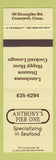 Matchbook Cover - Anthony's Pier One Cromwell CT