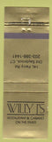 Matchbook Cover - Willy J's Restaurant Old Saybrook CT