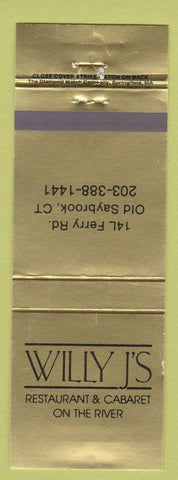 Matchbook Cover - Willy J's Restaurant Old Saybrook CT