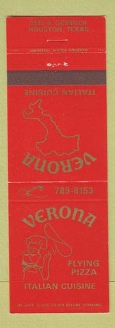 Matchbook Cover - Verona Italian Restaurant Pizza Houston TX