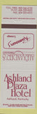 Matchbook Cover - Ashland Plaza Hotel Ashland KY