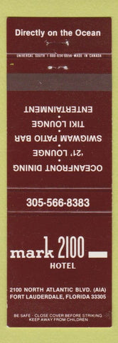 Matchbook Cover - Mark 2100 Hotel Fort Lauderdale FL