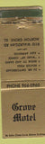 Matchbook Cover - Grove Motel Morton Grove IL WORN