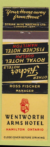 Matchbook Cover - Wentworth Arms Hotel Hamilton ON WEAR
