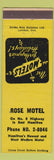 Matchbook Cover - Rose Motel Hamilton ON